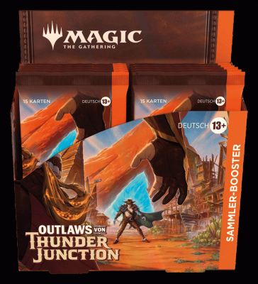 Outlaws von Thunder Junction Collector Booster Display (Englisch)  Inhalt:  - 12 Sammler-Booster - 15 Karten pro Booster - Sprache Englischllector Booster Display (Deutsch)