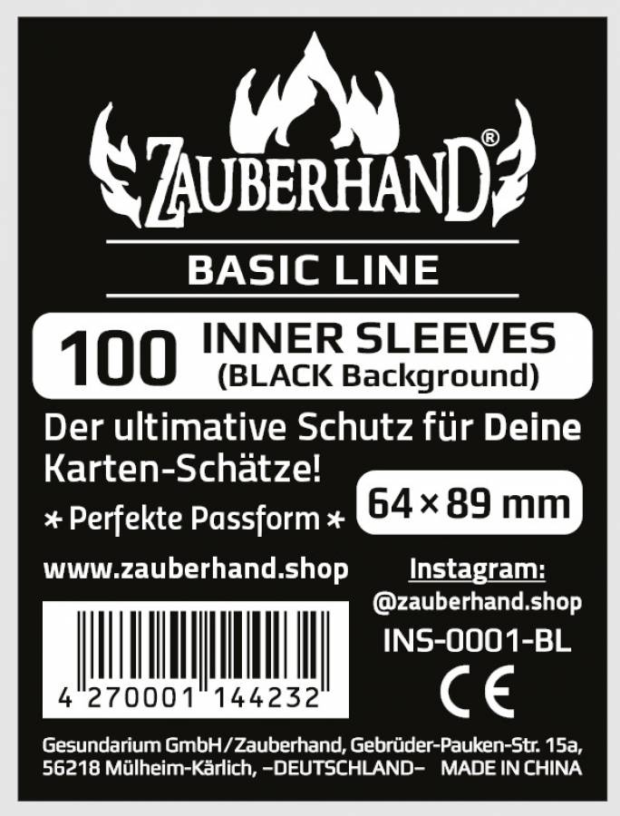 Zauberhand® Inner Sleeves, Black Background,Standard Size (Basic Line)